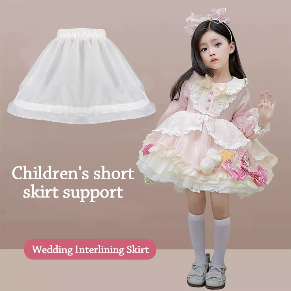 White Lace Children Skirt Petticoat with Hoops Adjustable Princess Skirt Petticoat Breathable Steel Ring Dress Underskirt