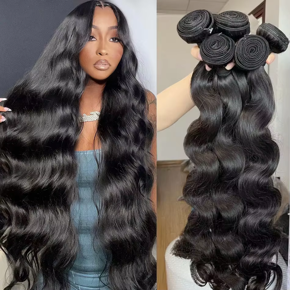 38 40 Inch Body Wave 3 4 Bundles Brazilian Remy Unprocessed Human Hair Wavy Doule Drawn Bundles Weave Extensions