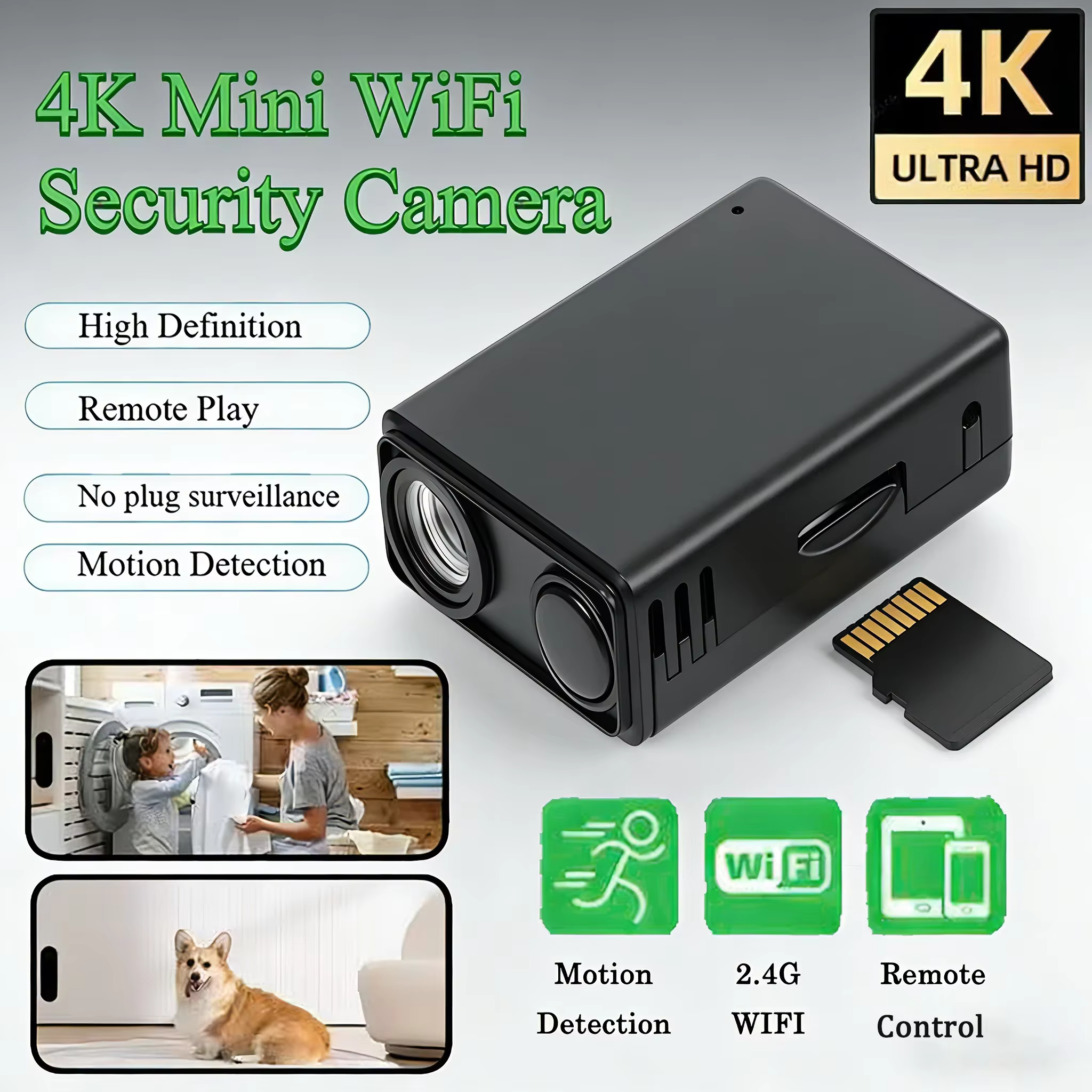 4K Security Camera WiFi Wireless Monitor Remote Motion Detecting Camcorders Security Protection Indoor Surveillance 2026