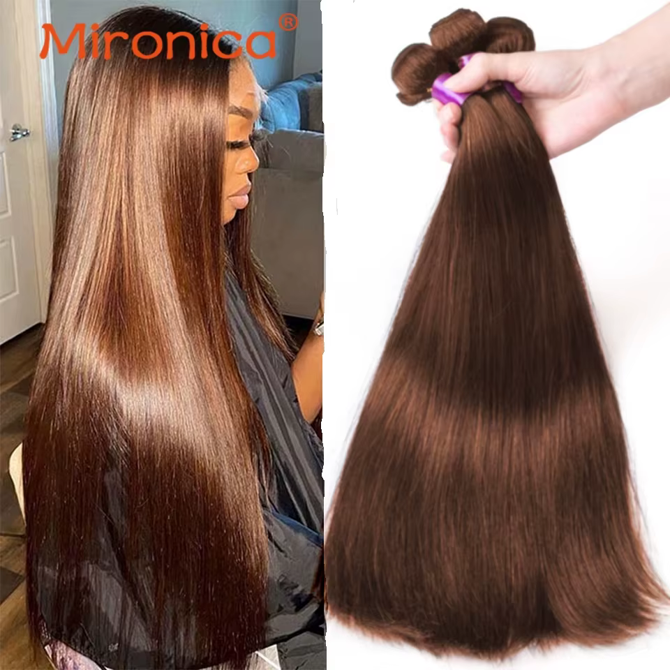 Chocolate Brown Straight Human Hair Bundles Deal 2/3/4 Bone Straight Brown Brazilian Straight Hair Weave Bundles Remy Human Hair