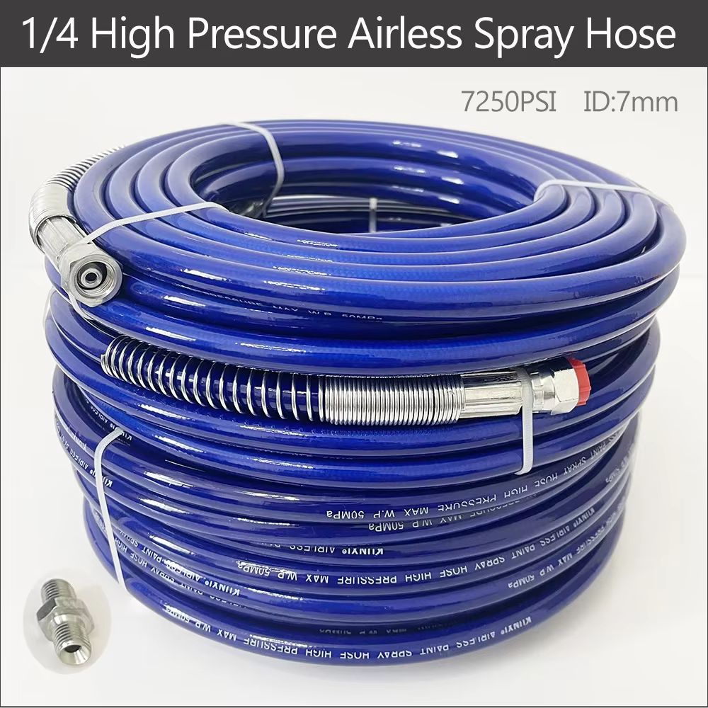 7mm Inner Diameter High-pressure Airless Spray Hose 1/4 Interface Length 0.5~40M Flexible Fiber Nylon Tube Pressure 7250PSI