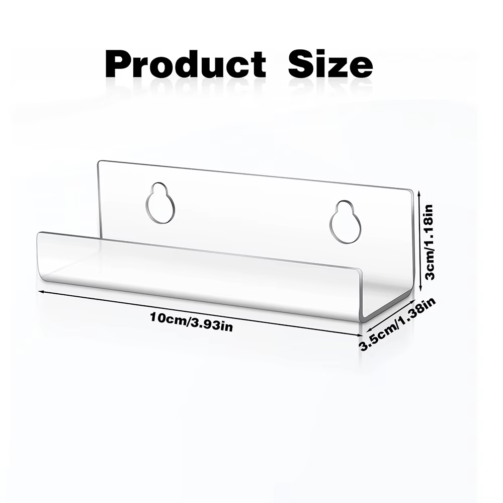 4Pack 4 Inch Clear Record Holder Floating Shelves Acrylic Album Display Holder for Decorate Your Office Home