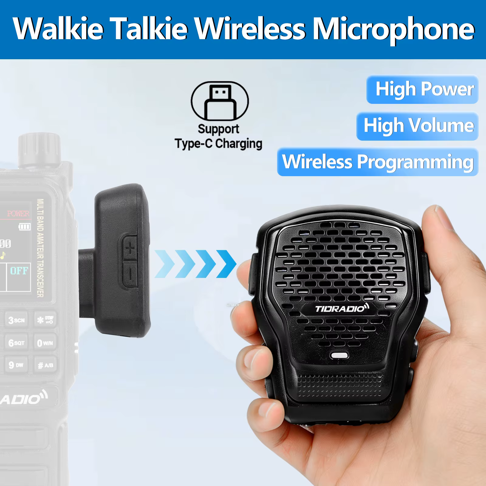 TIDRADIO Q2L Walkie Talkie Wireless Handheld Speaker Mic AI Noise Reduction Wireless Microphone Support Zello Odmastr Program