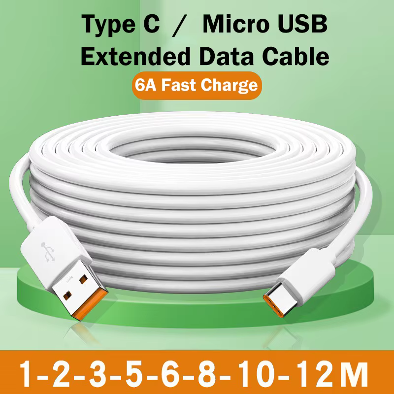 USB Type C 66W Fast Charge Cable 3M 5M 8M 10M 12M USB C Port Universal Micro USB Data Cable for Huawei Xiaomi Samsung Camera