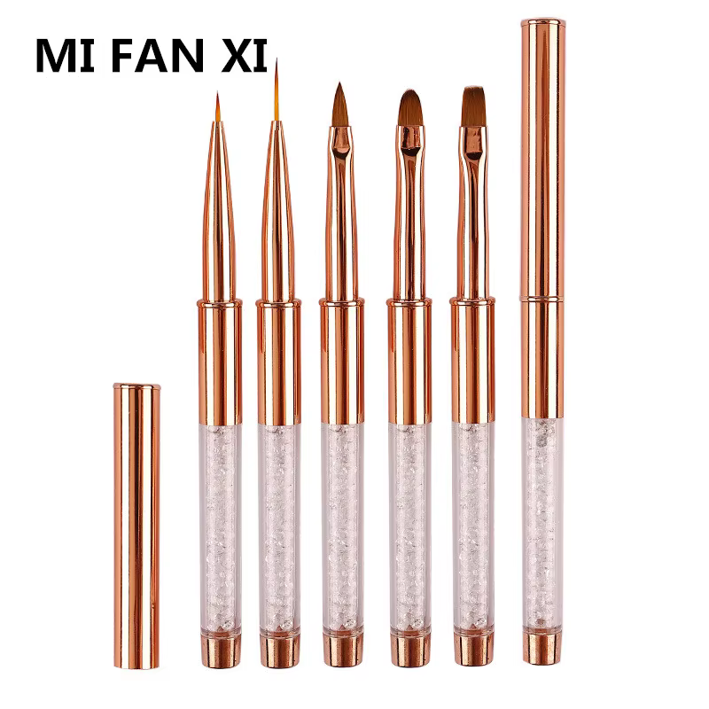 5Style Nail Art Acrylic UV Gel Extension Builder Rhinestone Painting Brush Lines Liner Pattern Drawing Pen Manicure Tool