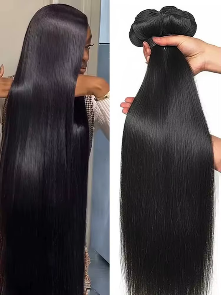 12-42 Inch Bone Straight Human Hair Bundles Brazilian Human Hair Weave Human Hair Long Remy Hair Extension Natural Black