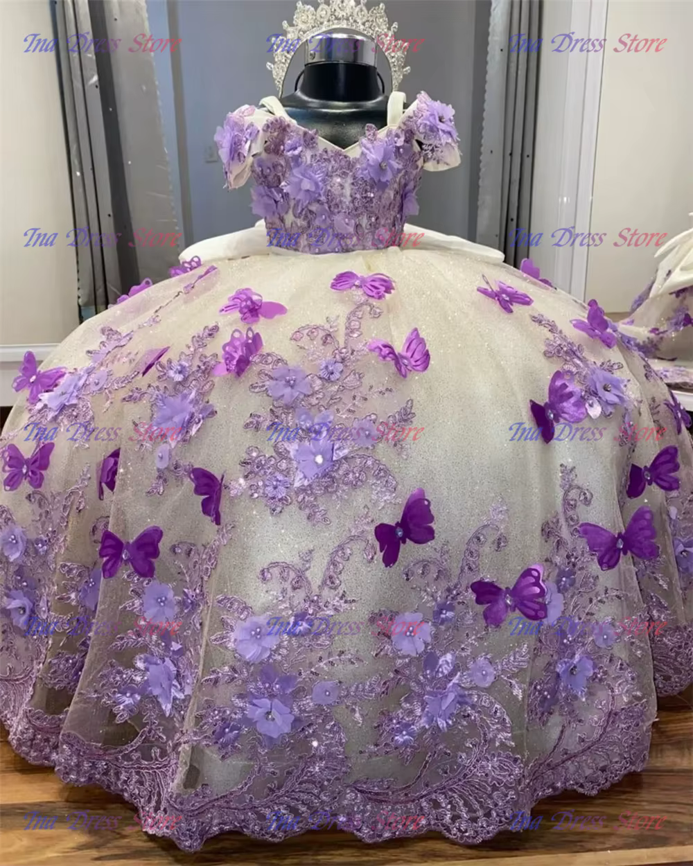 Quality Luxurious Flower Girl Dress Tulle Fluffy With Exquisite Purple Applique For Kids Birthday Wedding Evening Ball Gowns