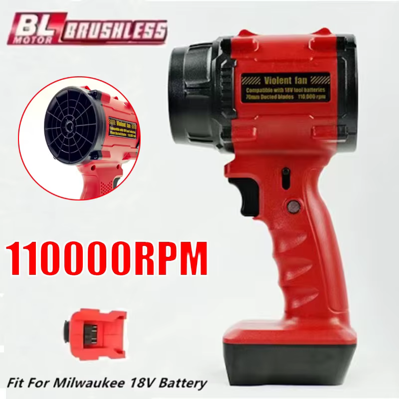 For Milwaukee 18V Battery High Power Violent Fan Brushless Air Blower Turbo Fan Adjustable Speed Leaf Duster Jet Fan(No Battery)