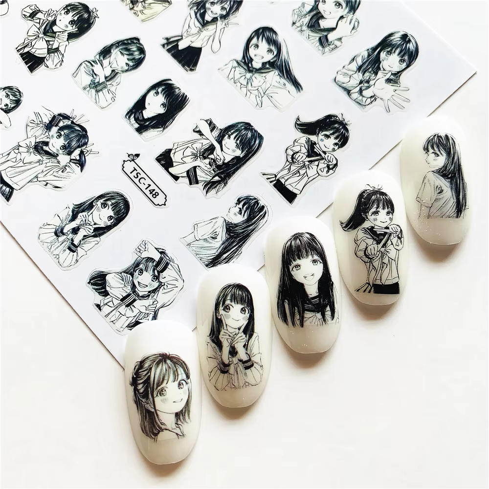 Newest TSC-148 TSC series Cartoon character 3d nail art stickers decal template diy nail tool decoration